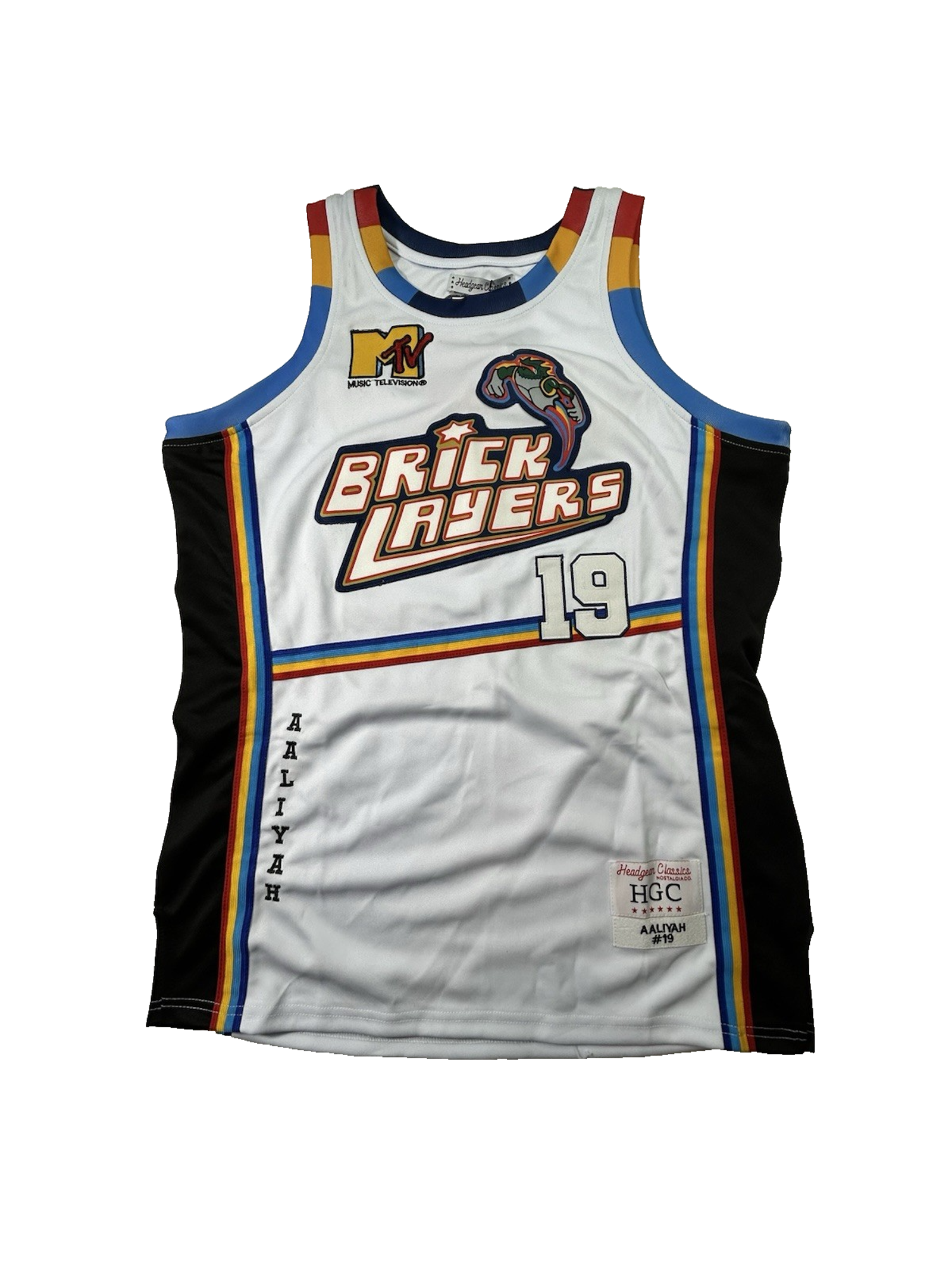 Headgear Classics Jersey Mens M White Mtv Brick Layers Aaliyah 19 Basketball
